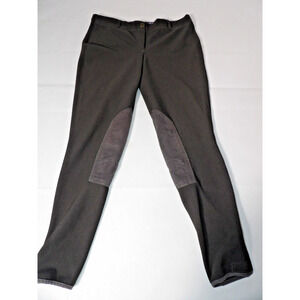 Tuffrider Pants Ladies Sz 32 Gray Equestrian Pull On Stretch Knee Patch Ribbed